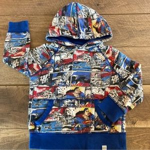 Gap Kids DC Comics Superman Comic Strip Hooded Sweatshirt VGUC Size 4-6